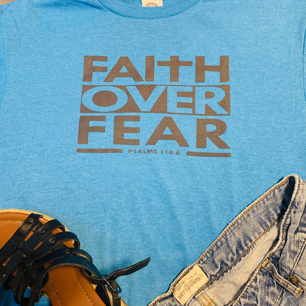 Faith Over Fear (T-Shirt) Denim/Dark Gray