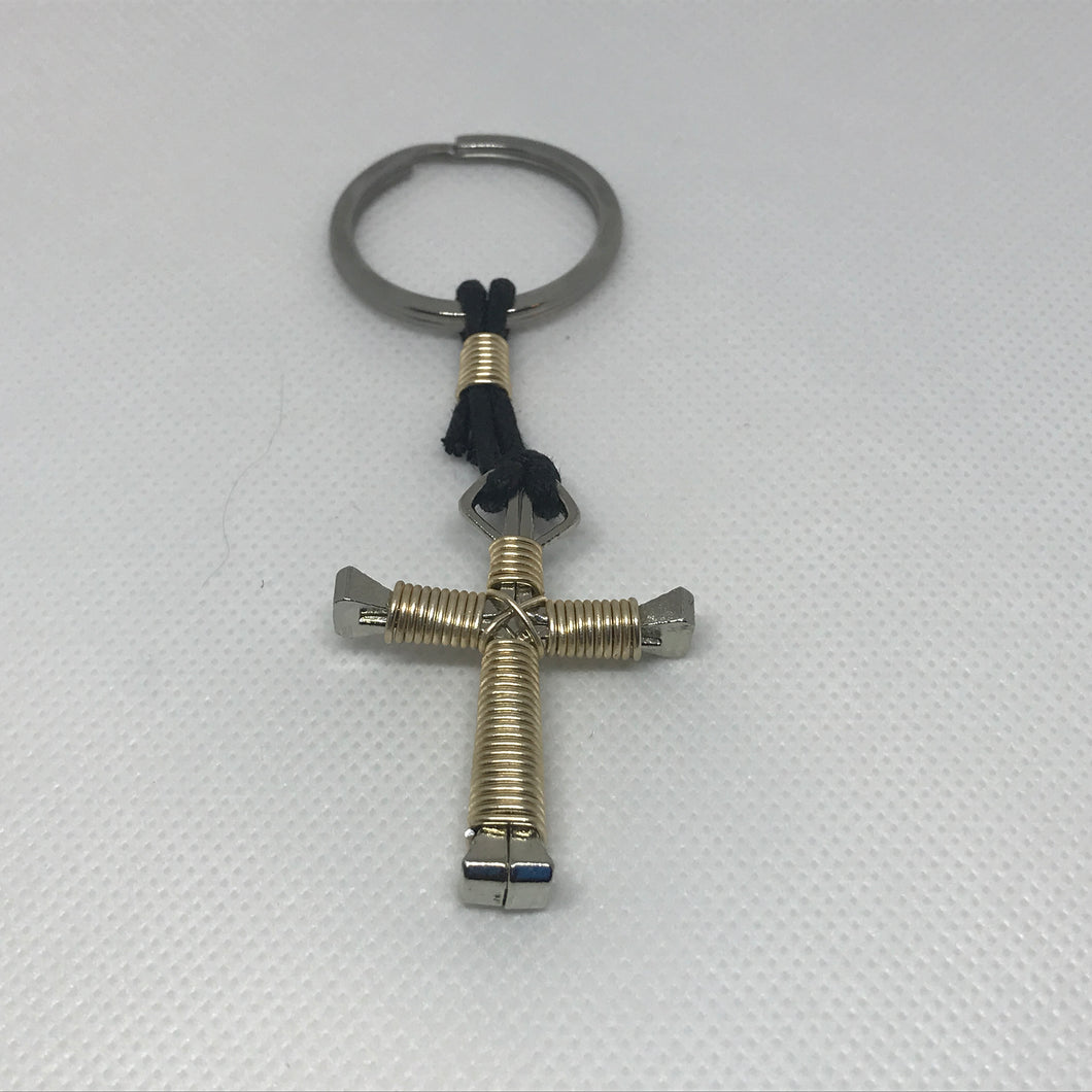 Cross of Nails Keychain (Gold)