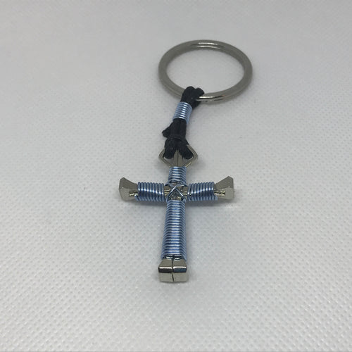 Cross of Nails Keychain (Light Blue)