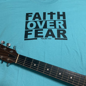 Faith Over Fear (T-Shirt) Blue/White
