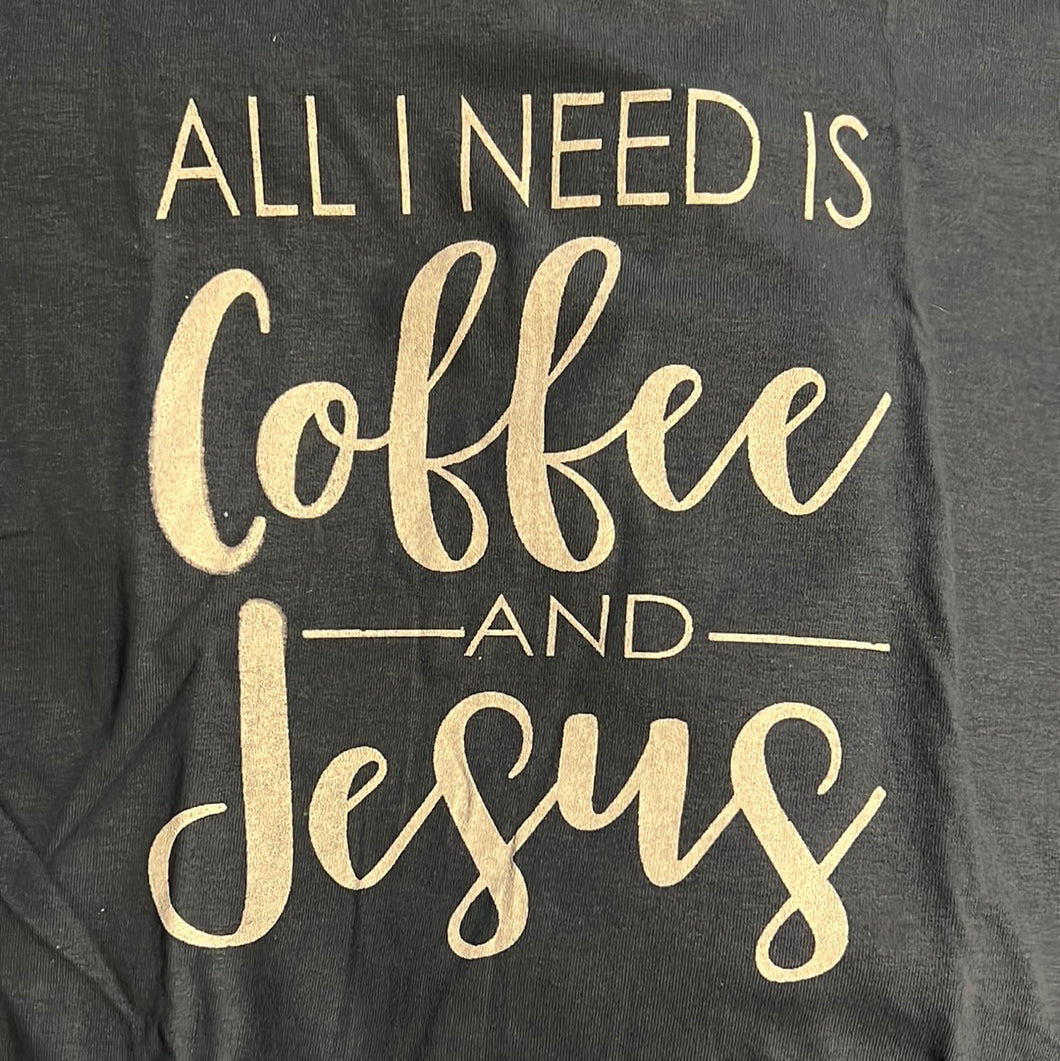 Coffee and Jesus (T-Shirt) Denim/White